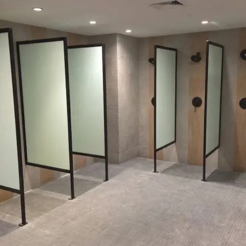Black-Framed Frosted Glass Shower Partition